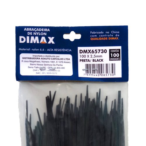 Abraçadeira de Nylon 100×2,5mm 100 Peças Preto