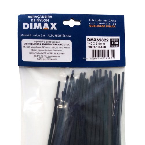 Abraçadeira de Nylon 140×3,6mm 100 Peças Preto