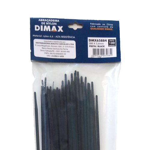 Abraçadeira de Nylon 280×3,6mm 100 Peças Preto