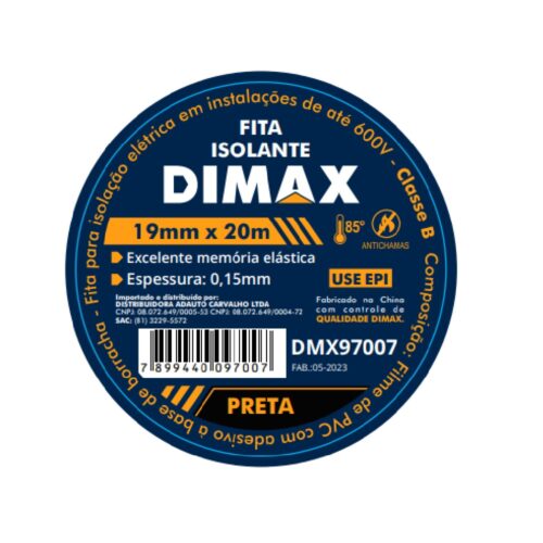 Fita Isolante 19mmx20m Preta